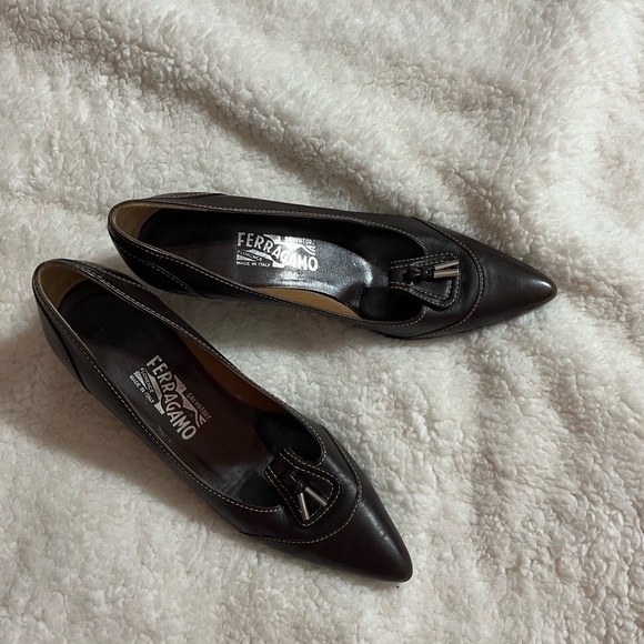 Salvatore Ferragamo Brown Leather Heels